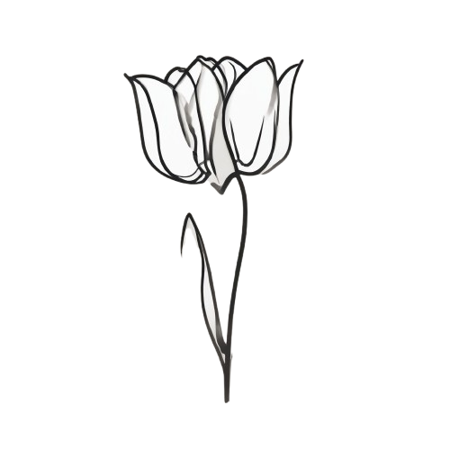 Black and white icon line drawing of a tulip