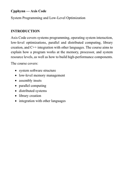 Preview PDF of the C++ course "Axis Code"