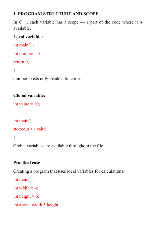 Preview PDF of the C++ course "Basic Syntax"