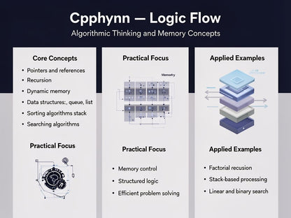Diagram of Cpphynn logic flow with algorithmic thinking and memory concepts.